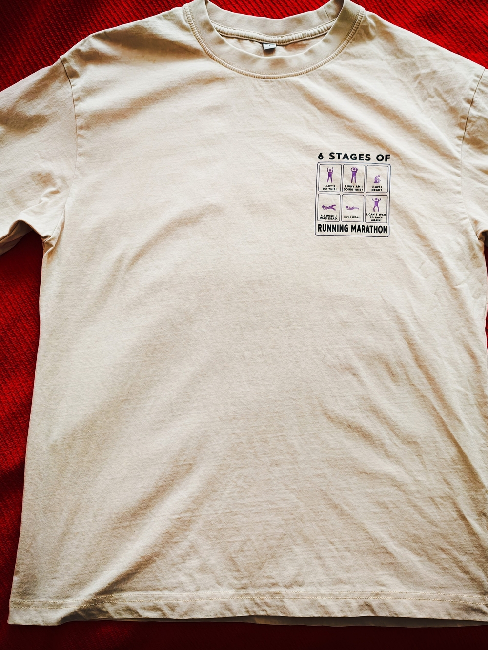 Unisex's Cream Graphic Running Marathon T-Shirt